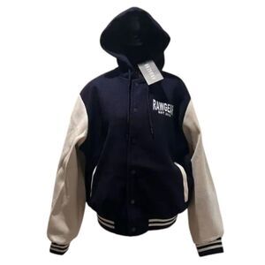  Rawgear Embroidered Letterman Jacket Hoodie | Sz: S | NWT